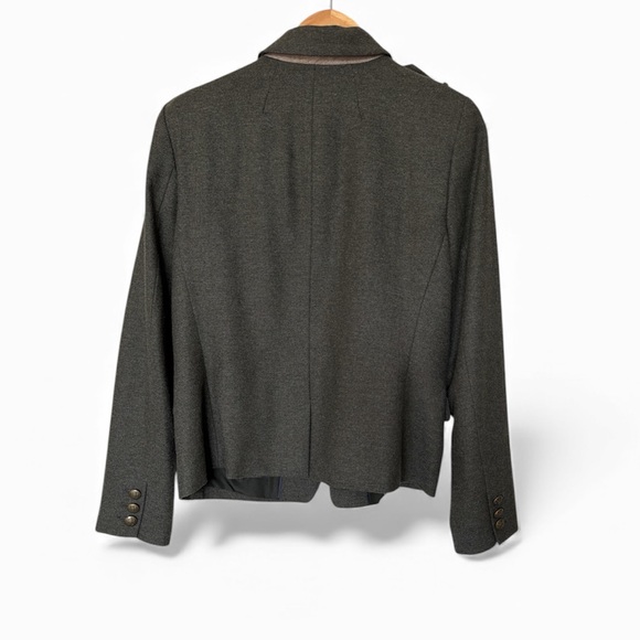 Banana Republic Women Sz 14 Green Wool Blend Single Button Front Blazer - Picture 3 of 5